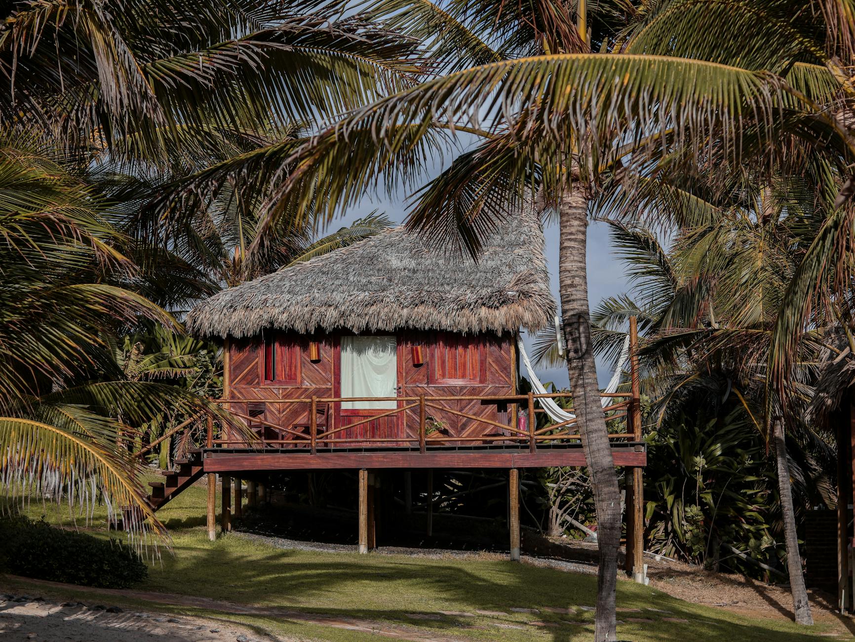 wooden tropical cottage on stands